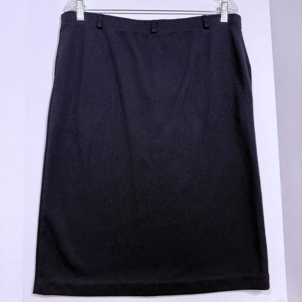 Alfred Dunner Midi Pencil Skirt Women's 10 Black Classic Pull On